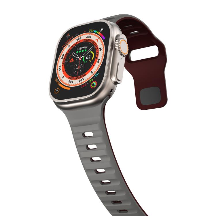 For Apple Watch 42mm / 41mm / 40mm / 38mm Kalebol Wave Reverse Buckle Two-color Silicone Strap