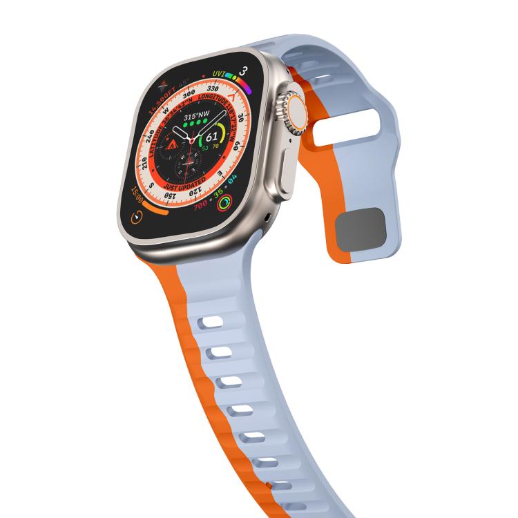 For Apple Watch 42mm / 41mm / 40mm / 38mm Kalebol Wave Reverse Buckle Two-color Silicone Strap