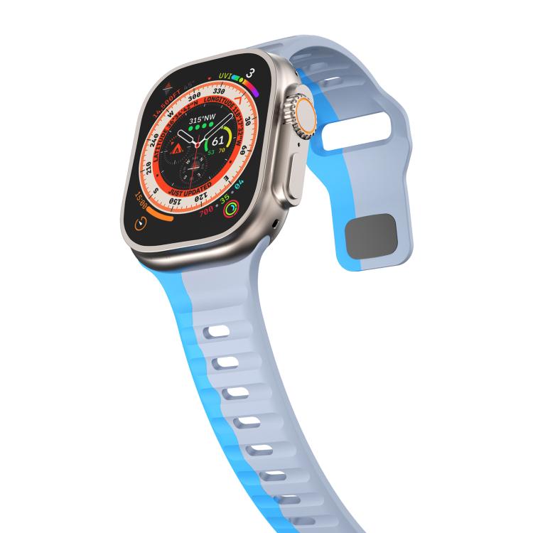For Apple Watch 42mm / 41mm / 40mm / 38mm Kalebol Wave Reverse Buckle Two-color Silicone Strap