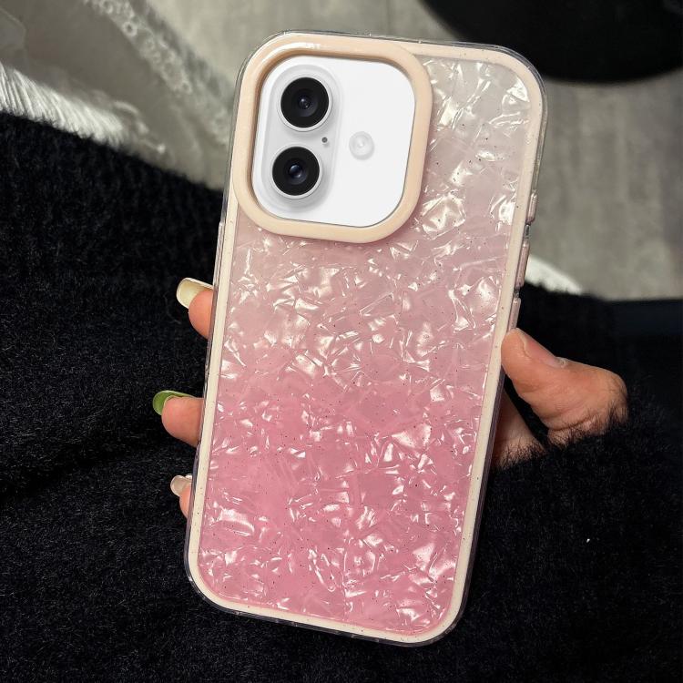 For iPhone 16 PC Lens Ring Gradient Shell Texture 3 in 1 Phone Case