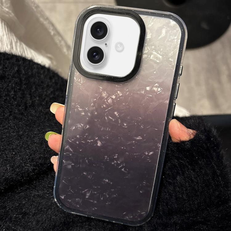For iPhone 16 PC Lens Ring Gradient Shell Texture 3 in 1 Phone Case