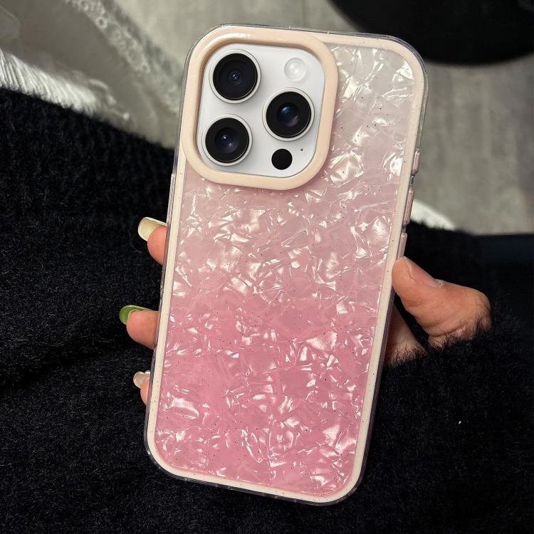 For iPhone 15 Pro PC Lens Ring Gradient Shell Texture 3 in 1 Phone Case