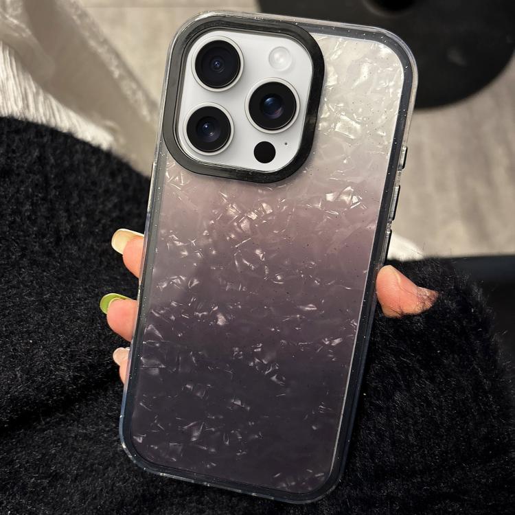 For iPhone 15 Pro PC Lens Ring Gradient Shell Texture 3 in 1 Phone Case