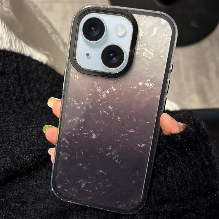 For iPhone 15 Plus PC Lens Ring Gradient Shell Texture 3 in 1 Phone Case