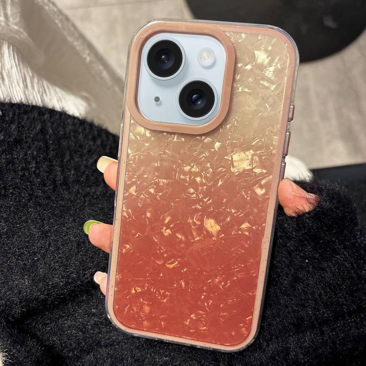 For iPhone 15 Plus PC Lens Ring Gradient Shell Texture 3 in 1 Phone Case