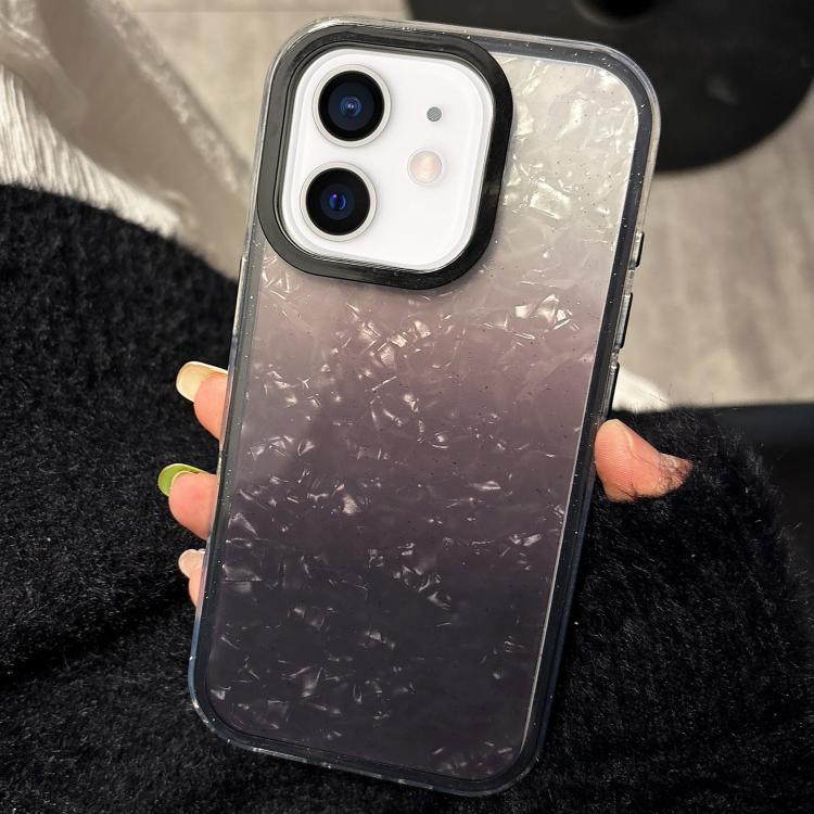 For iPhone 12 PC Lens Ring Gradient Shell Texture 3 in 1 Phone Case