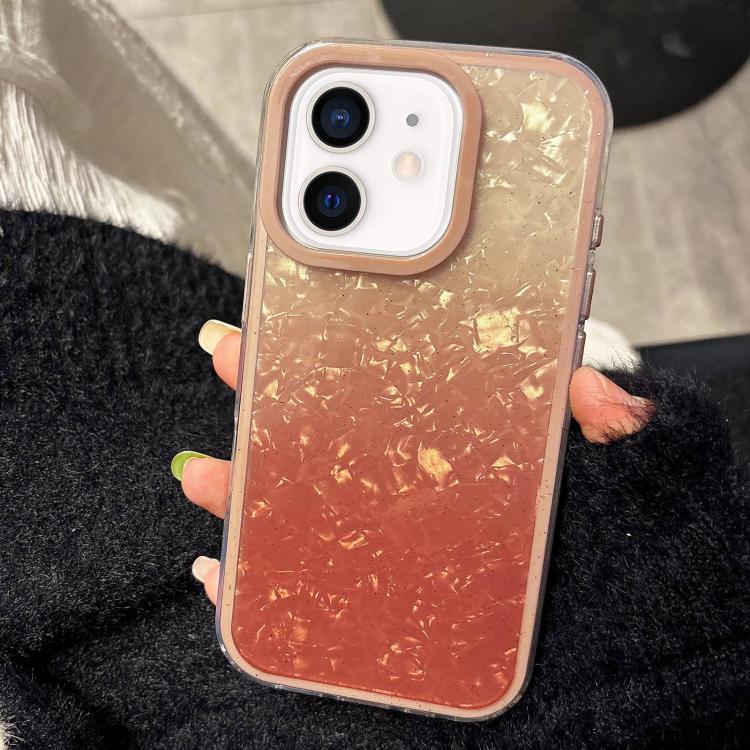 For iPhone 12 PC Lens Ring Gradient Shell Texture 3 in 1 Phone Case