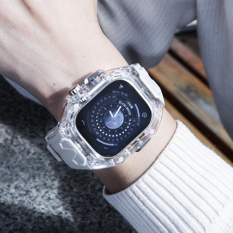 For Apple Watch 46mm / 45mm / 44mm / 42mm Kalebol Glacier Integrated Transparent Silicone Strap
