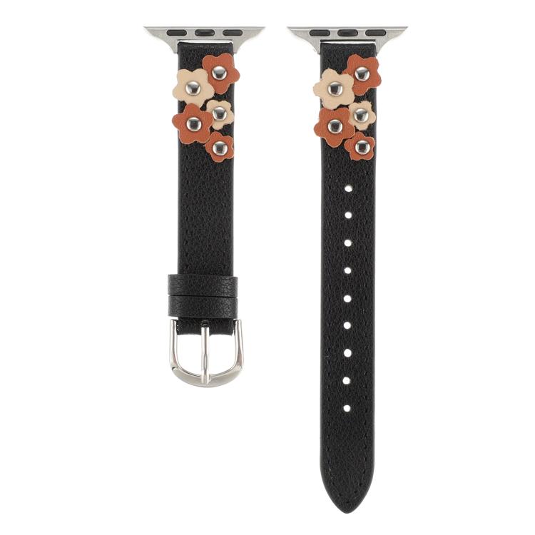 For Apple Watch 46mm / 49mm / 45mm / 44mm Kalebol Studded Flower Leather Strap