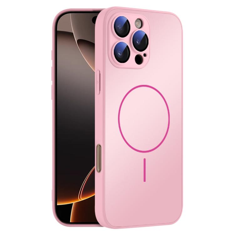 For iPhone 16 Pro Thin Circle MagSafe Skin-feel AG Glass Phone Case