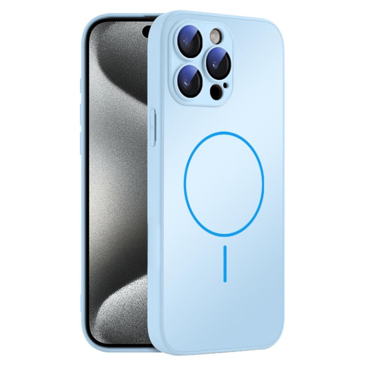 For iPhone 15 Pro Thin Circle MagSafe Skin-feel AG Glass Phone Case