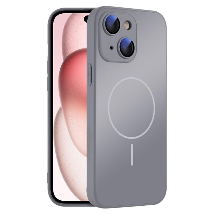 For iPhone 15 Plus Thin Circle MagSafe Skin-feel AG Glass Phone Case
