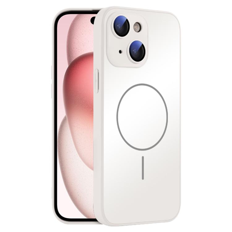 For iPhone 15 Thin Circle MagSafe Skin-feel AG Glass Phone Case