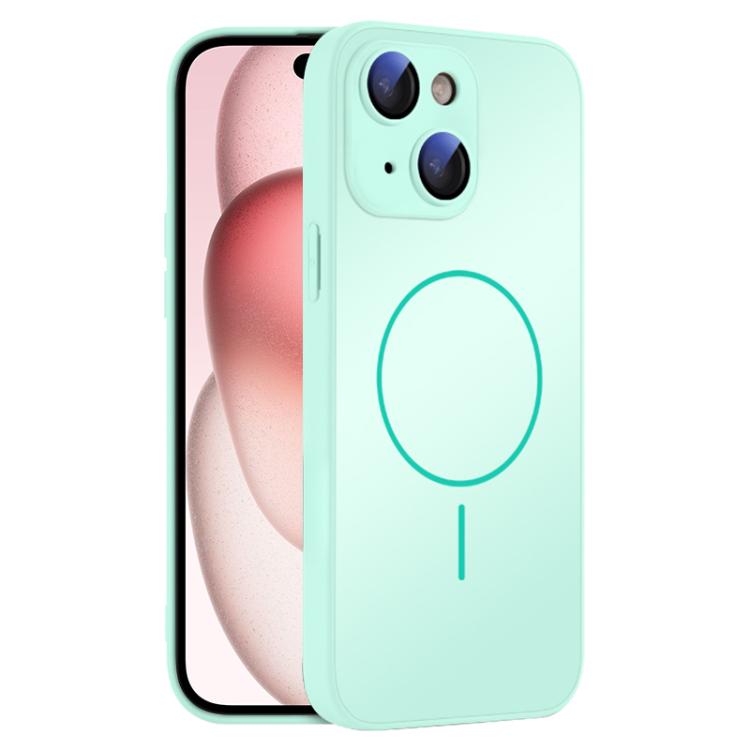 For iPhone 15 Thin Circle MagSafe Skin-feel AG Glass Phone Case