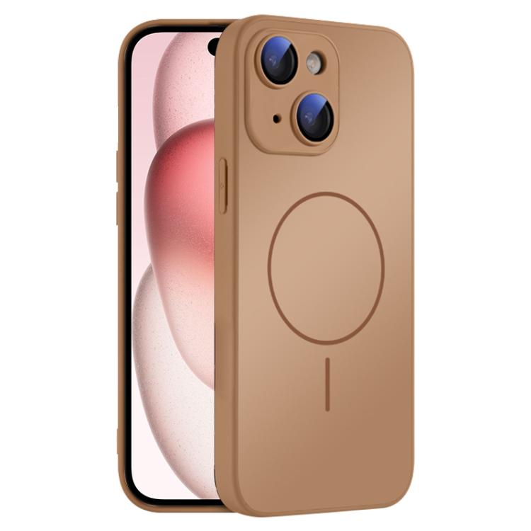 For iPhone 15 Thin Circle MagSafe Skin-feel AG Glass Phone Case