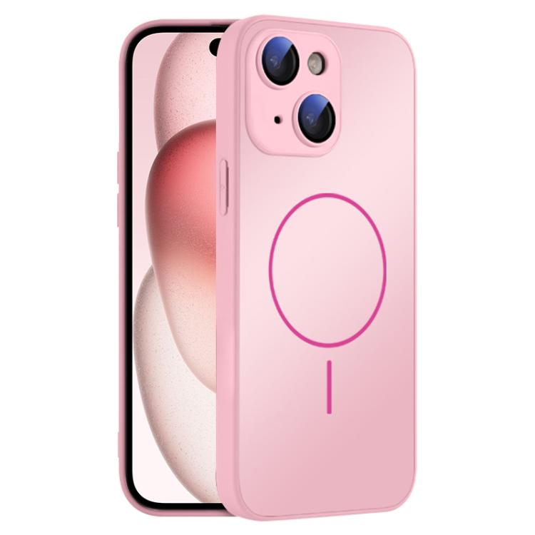 For iPhone 15 Thin Circle MagSafe Skin-feel AG Glass Phone Case