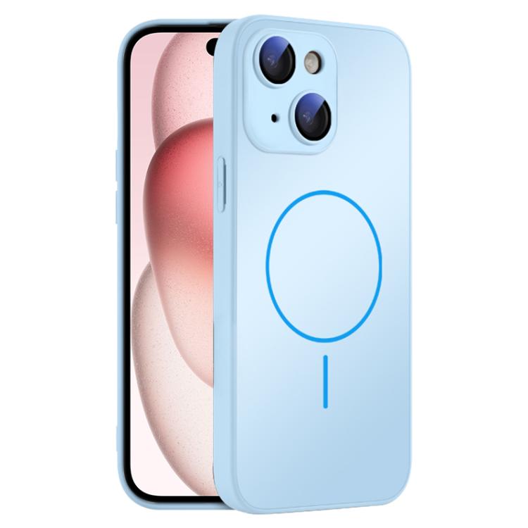 For iPhone 15 Thin Circle MagSafe Skin-feel AG Glass Phone Case