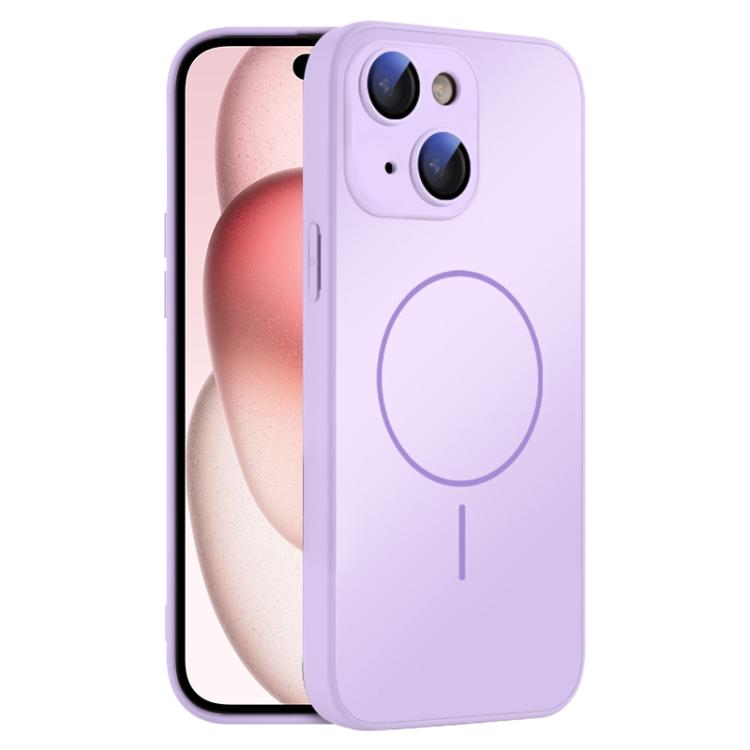 For iPhone 15 Thin Circle MagSafe Skin-feel AG Glass Phone Case