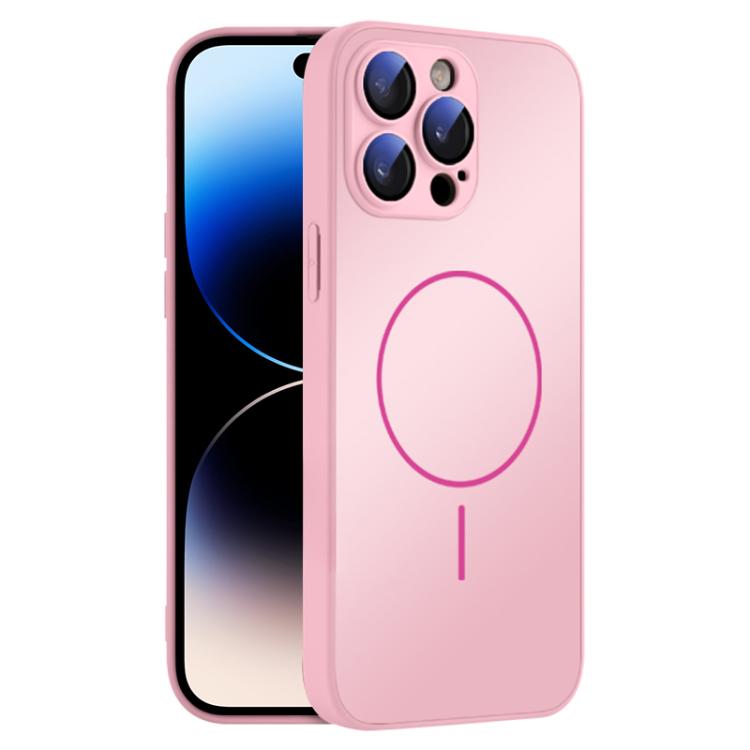 For iPhone 14 Pro Thin Circle MagSafe Skin-feel AG Glass Phone Case