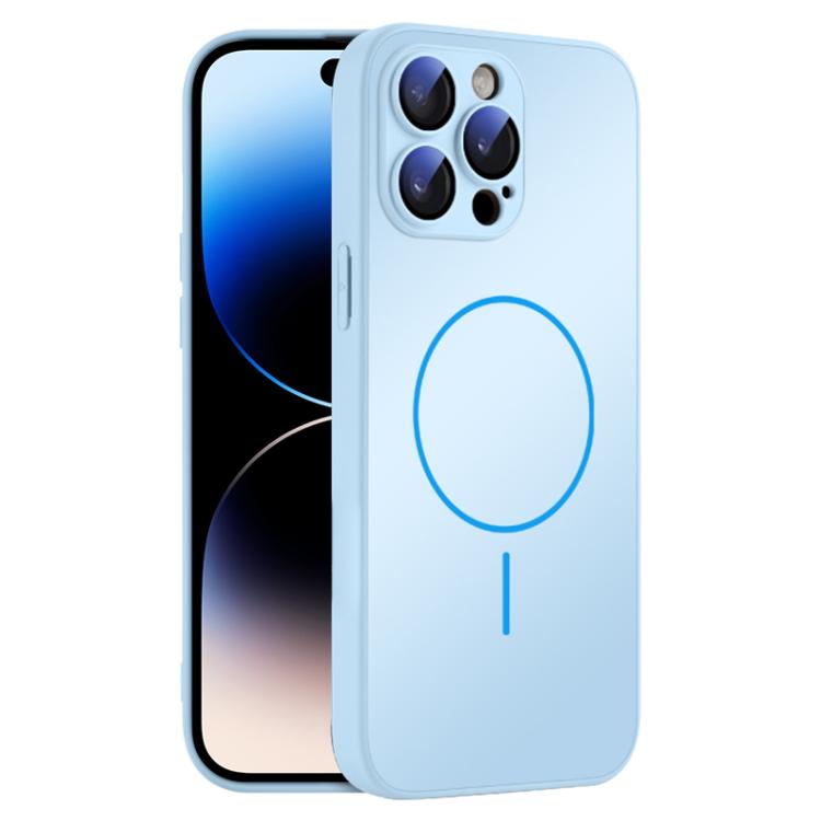 For iPhone 14 Pro Thin Circle MagSafe Skin-feel AG Glass Phone Case