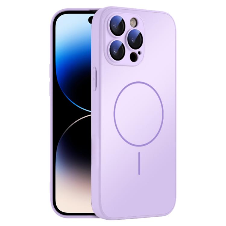 For iPhone 14 Pro Thin Circle MagSafe Skin-feel AG Glass Phone Case