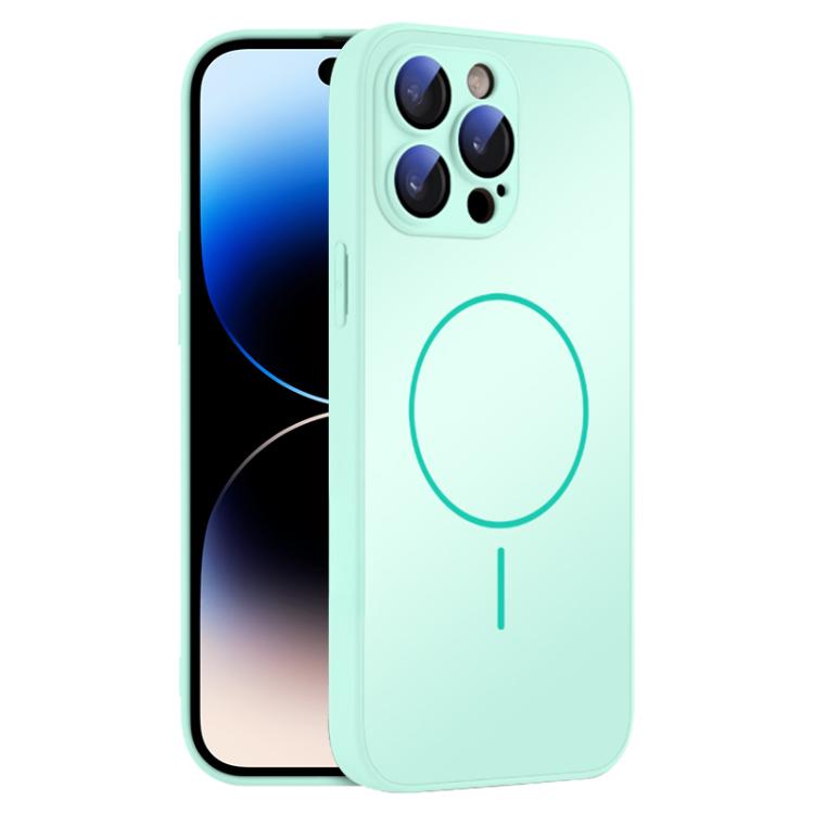 For iPhone 14 Pro Max Thin Circle MagSafe Skin-feel AG Glass Phone Case