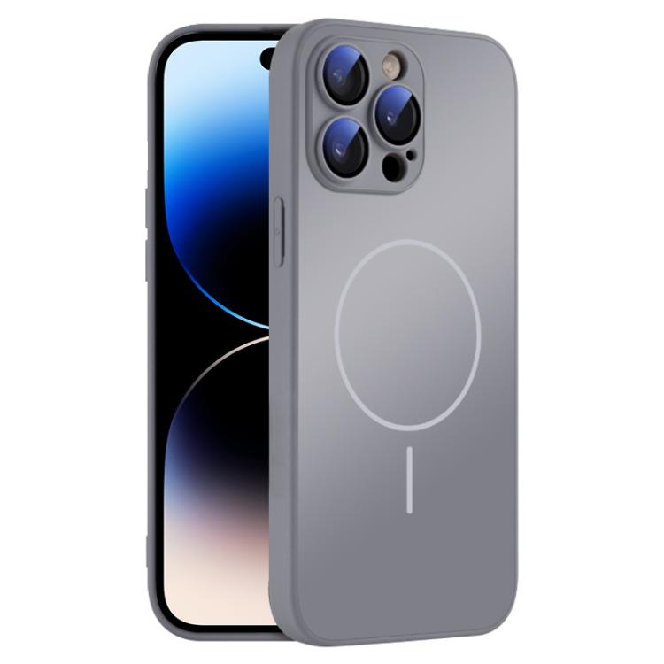 For iPhone 14 Pro Max Thin Circle MagSafe Skin-feel AG Glass Phone Case