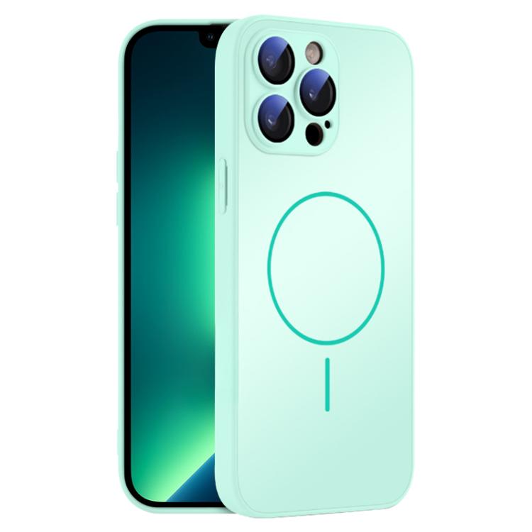 For iPhone 13 Pro Max Thin Circle MagSafe Skin-feel AG Glass Phone Case
