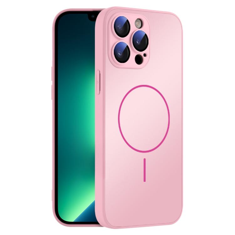 For iPhone 13 Pro Max Thin Circle MagSafe Skin-feel AG Glass Phone Case