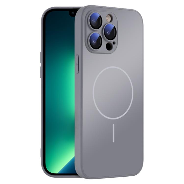 For iPhone 13 Pro Max Thin Circle MagSafe Skin-feel AG Glass Phone Case