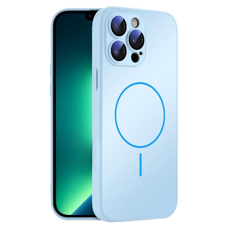 For iPhone 13 Pro Max Thin Circle MagSafe Skin-feel AG Glass Phone Case