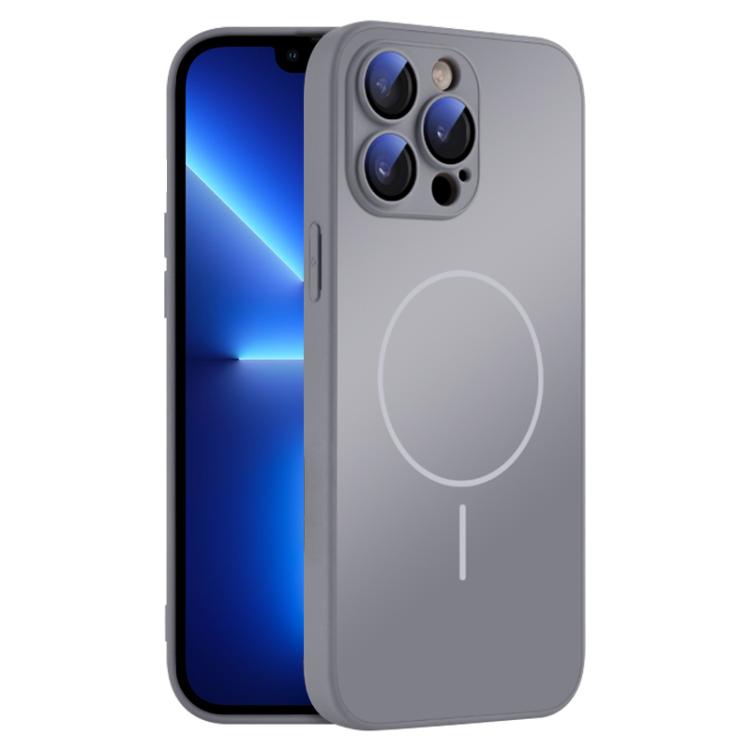 For iPhone 13 Pro Thin Circle MagSafe Skin-feel AG Glass Phone Case