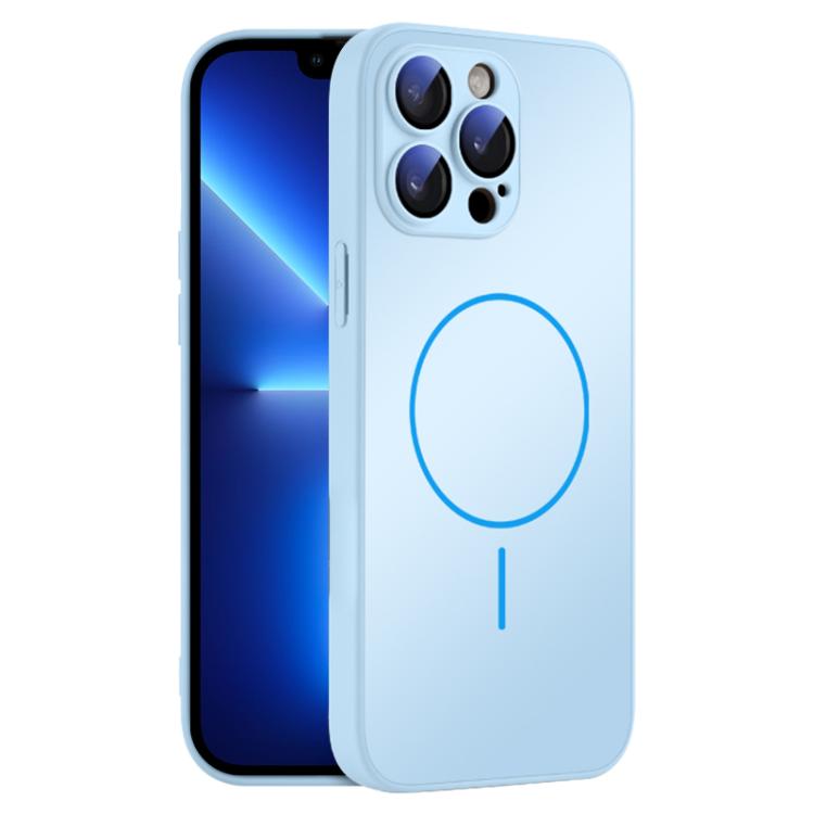 For iPhone 13 Pro Thin Circle MagSafe Skin-feel AG Glass Phone Case