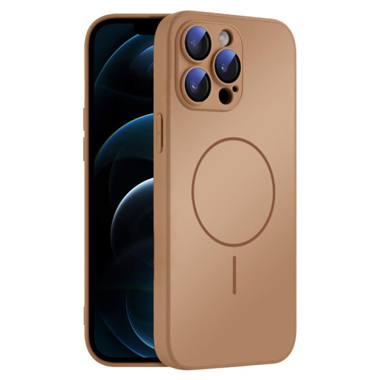 For iPhone 12 Pro Max Thin Circle MagSafe Skin-feel AG Glass Phone Case