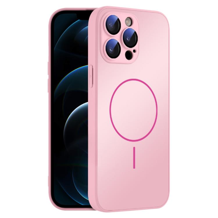 For iPhone 12 Pro Max Thin Circle MagSafe Skin-feel AG Glass Phone Case