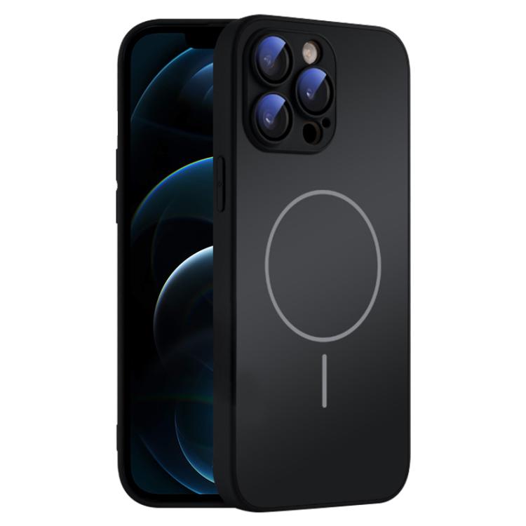 For iPhone 12 Pro Max Thin Circle MagSafe Skin-feel AG Glass Phone Case