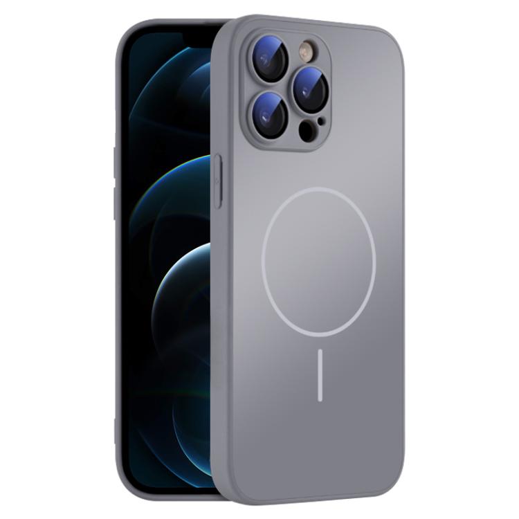 For iPhone 12 Pro Max Thin Circle MagSafe Skin-feel AG Glass Phone Case