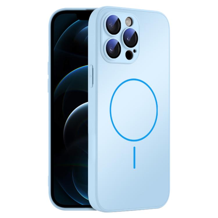 For iPhone 12 Pro Max Thin Circle MagSafe Skin-feel AG Glass Phone Case