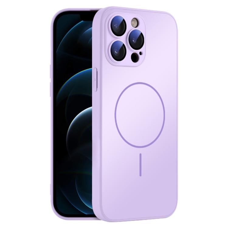 For iPhone 12 Pro Max Thin Circle MagSafe Skin-feel AG Glass Phone Case