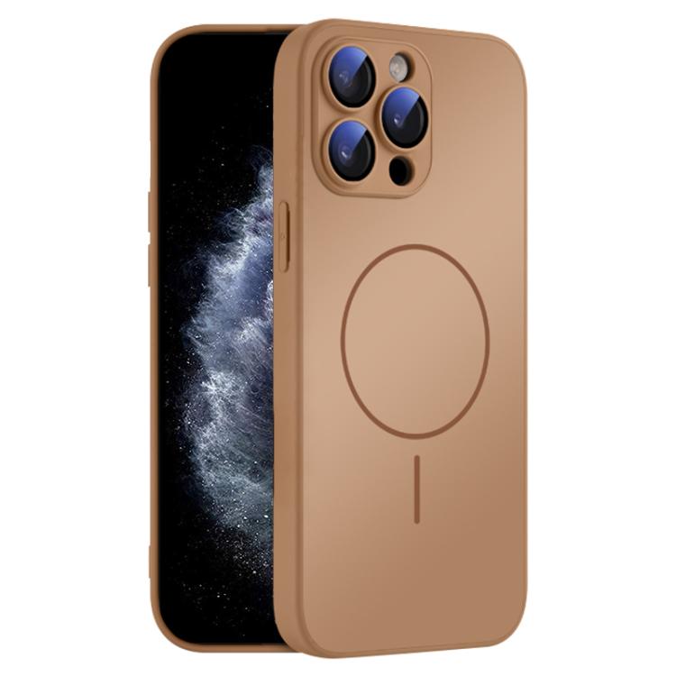 For iPhone 11 Pro Max Thin Circle MagSafe Skin-feel AG Glass Phone Case