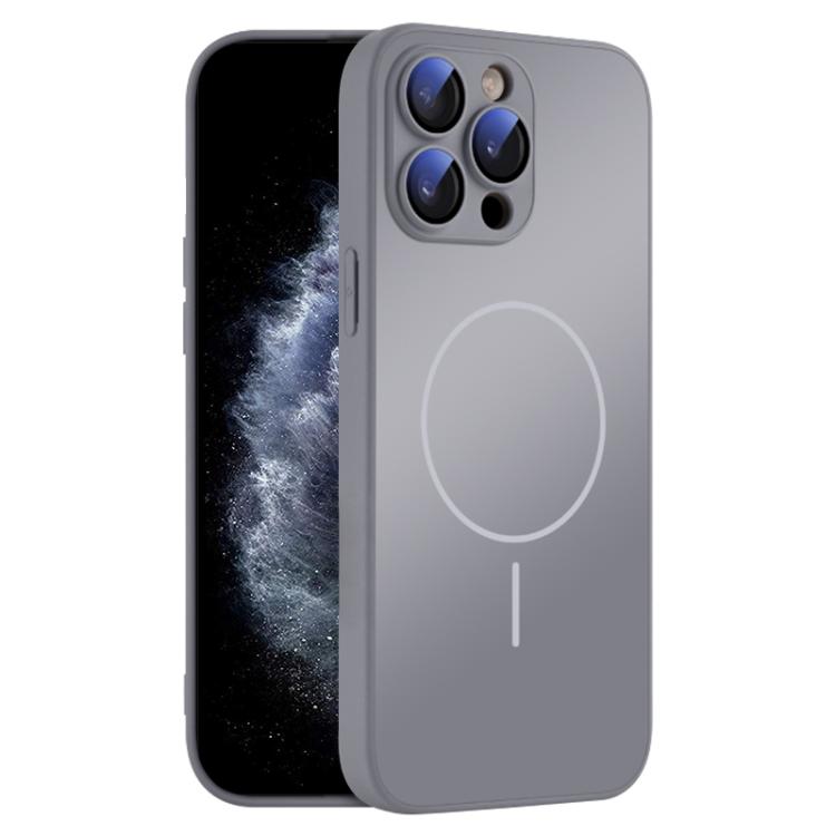 For iPhone 11 Pro Max Thin Circle MagSafe Skin-feel AG Glass Phone Case