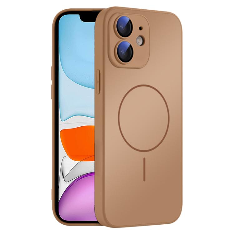 For iPhone 11 Thin Circle MagSafe Skin-feel AG Glass Phone Case