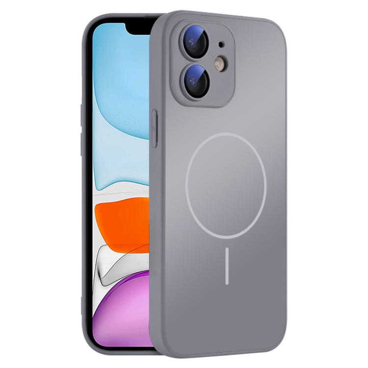 For iPhone 11 Thin Circle MagSafe Skin-feel AG Glass Phone Case