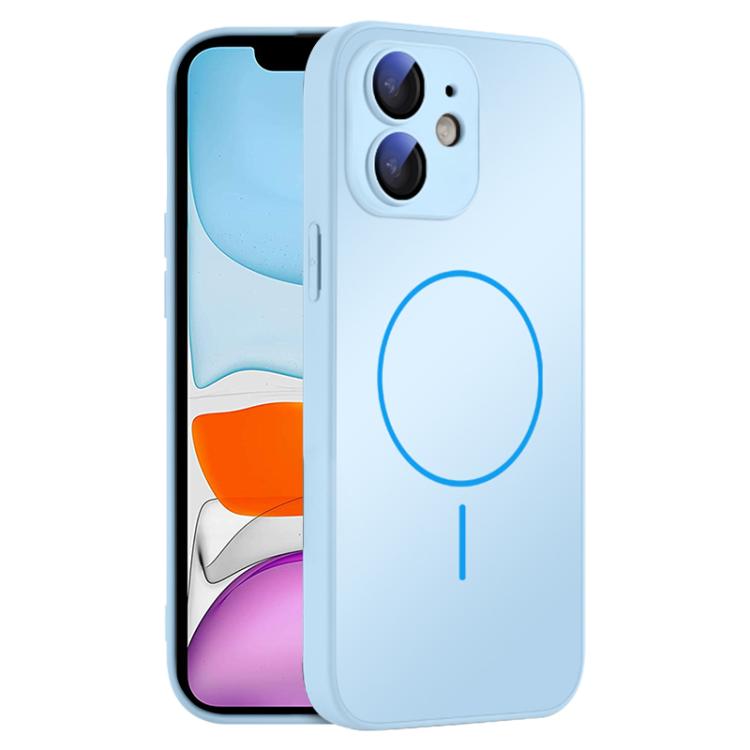 For iPhone 11 Thin Circle MagSafe Skin-feel AG Glass Phone Case