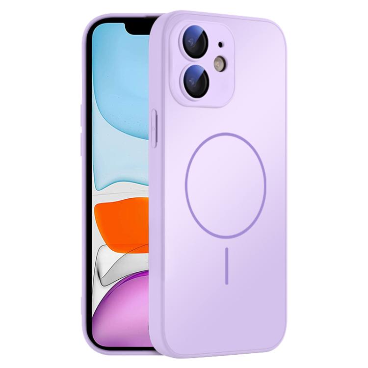 For iPhone 11 Thin Circle MagSafe Skin-feel AG Glass Phone Case