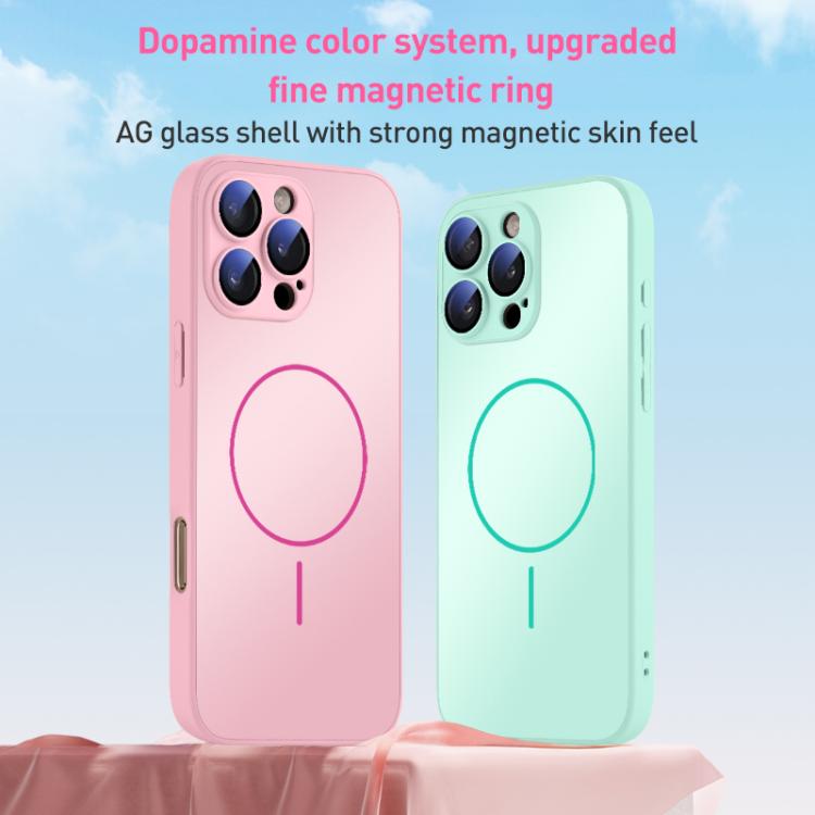 For iPhone 13 Pro Max Thin Circle MagSafe Skin-feel AG Glass Phone Case