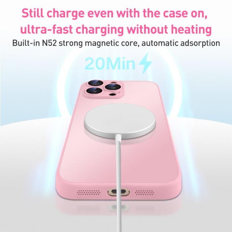For iPhone 14 Thin Circle MagSafe Skin-feel AG Glass Phone Case