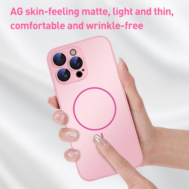 For iPhone 14 Thin Circle MagSafe Skin-feel AG Glass Phone Case