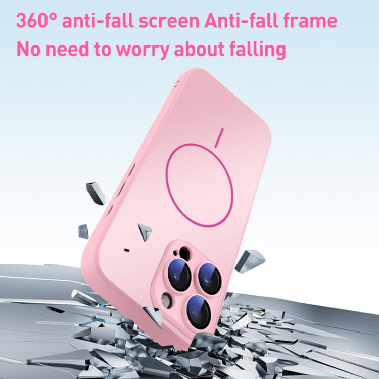 For iPhone 14 Thin Circle MagSafe Skin-feel AG Glass Phone Case