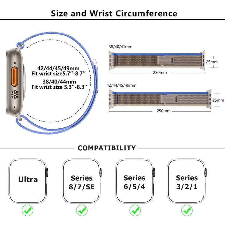 For Apple Watch 42mm / 41mm / 40mm / 38mm Kalebol Wild Track Loop Nylon Watch Band